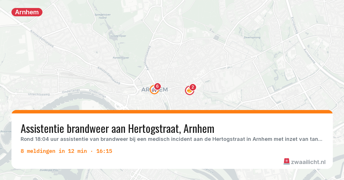 Kaart van de activiteitspiek bij Arnhem