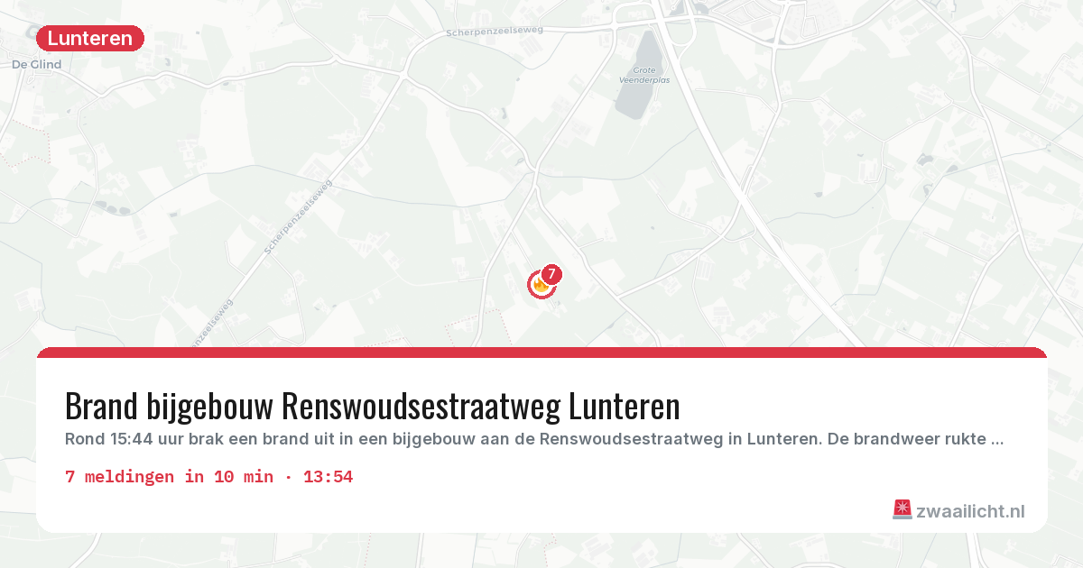 Kaart van de activiteitspiek bij Lunteren
