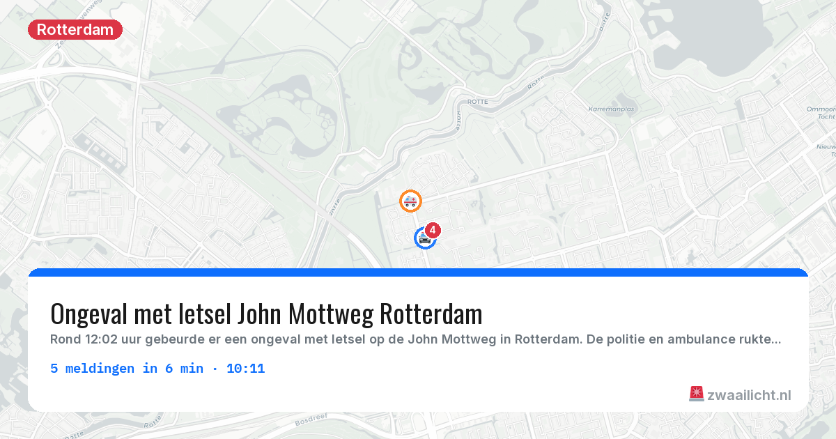 Kaart van de activiteitspiek bij Rotterdam