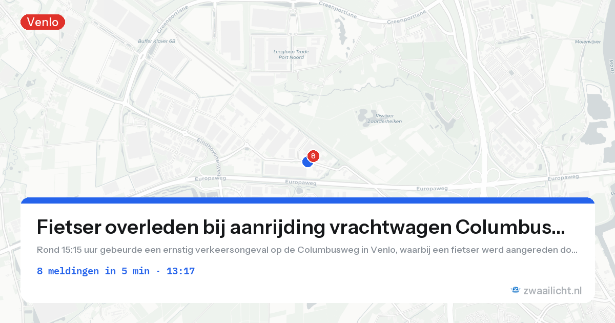 Kaart van de activiteitspiek bij Venlo
