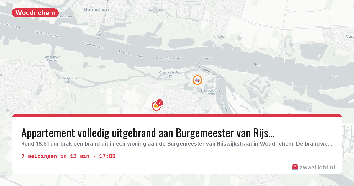 Kaart van de activiteitspiek bij Woudrichem