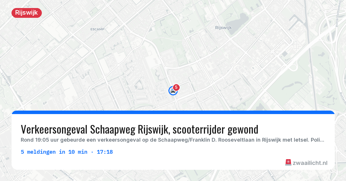 Kaart van de activiteitspiek bij Rijswijk