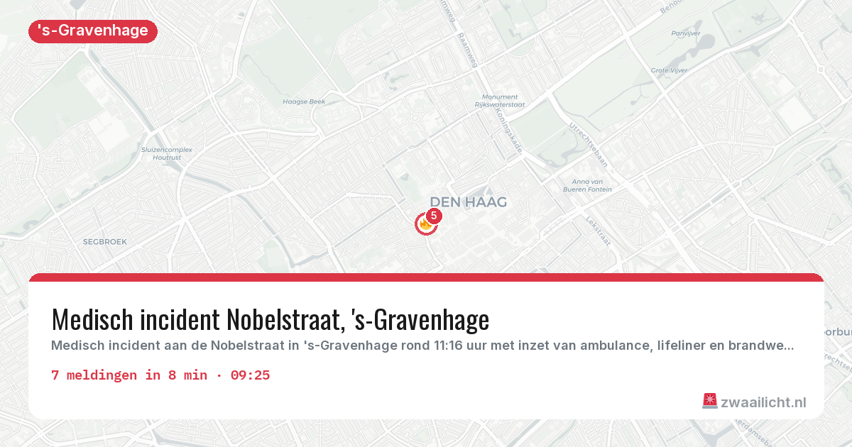 Kaart van de activiteitspiek bij 's-Gravenhage