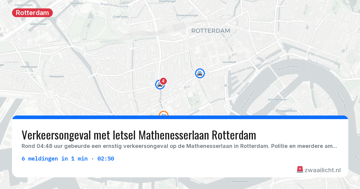 Kaart van de activiteitspiek bij Rotterdam