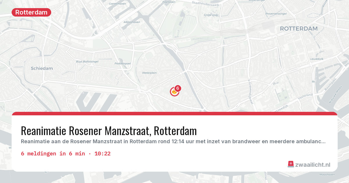 Kaart van de activiteitspiek bij Rotterdam