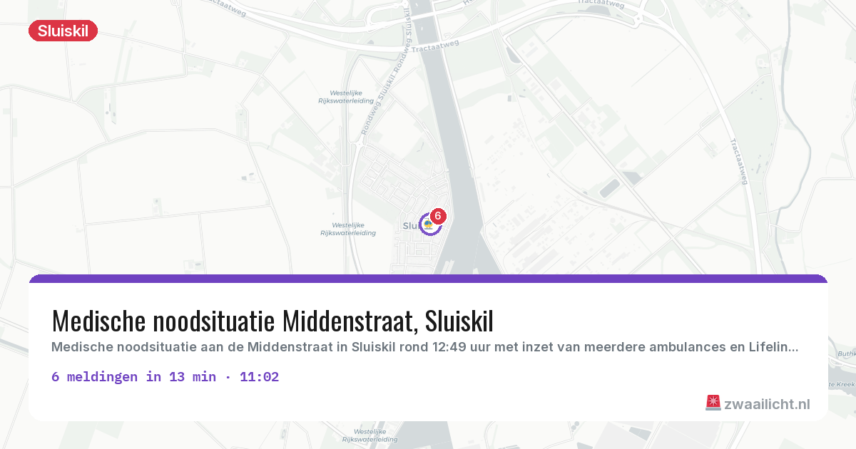 Kaart van de activiteitspiek bij Sluiskil