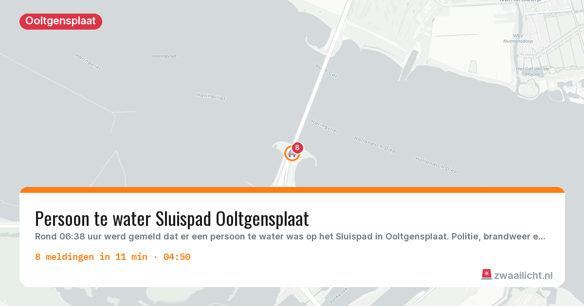 Kaart van de activiteitspiek bij Ooltgensplaat