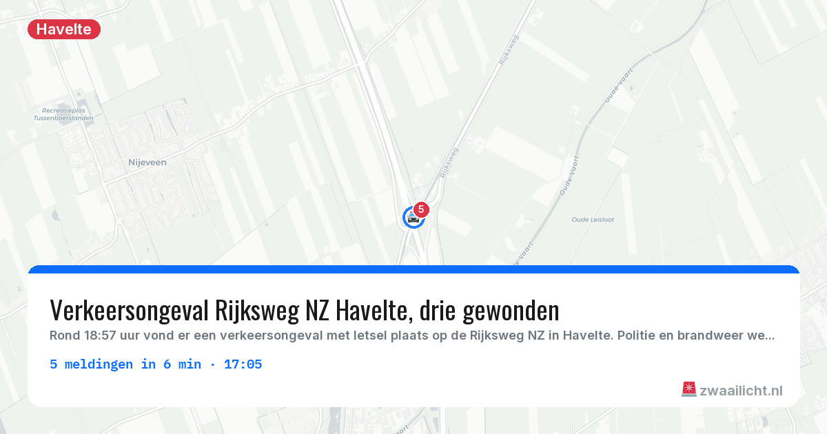 Kaart van de activiteitspiek bij Havelte