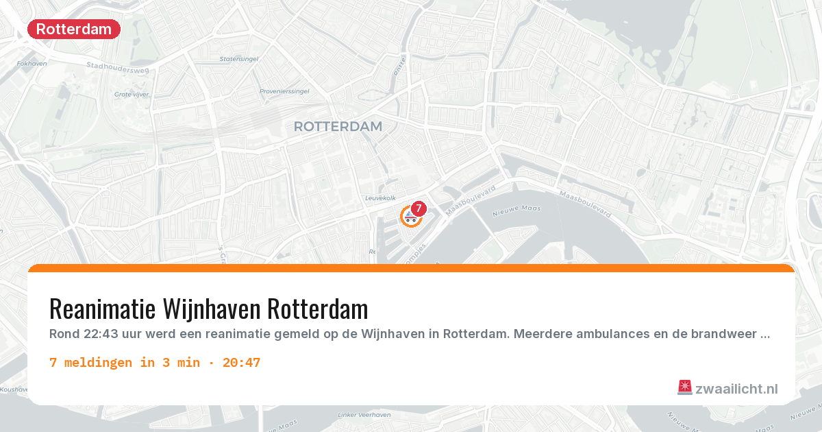 Kaart van de activiteitspiek bij Rotterdam