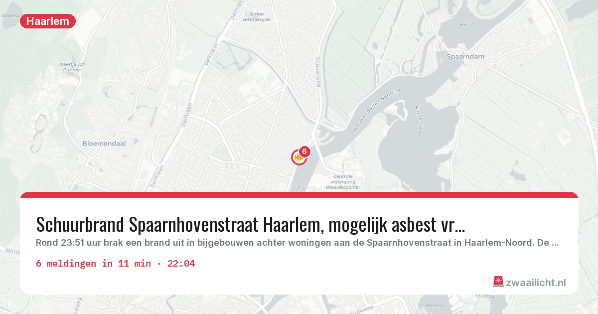 Kaart van de activiteitspiek bij Haarlem