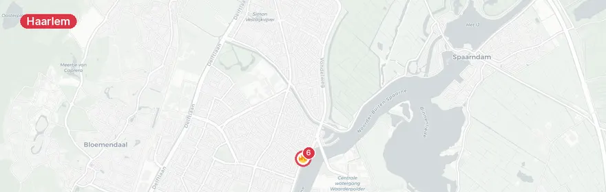 Kaart van Schuurbrand Spaarnhovenstraat Haarlem, mogelijk asbest vr...