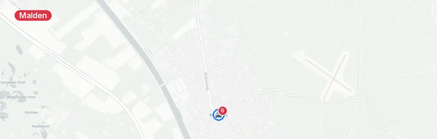 Kaart van Aanrijding N844 Malden, meerdere gewonden