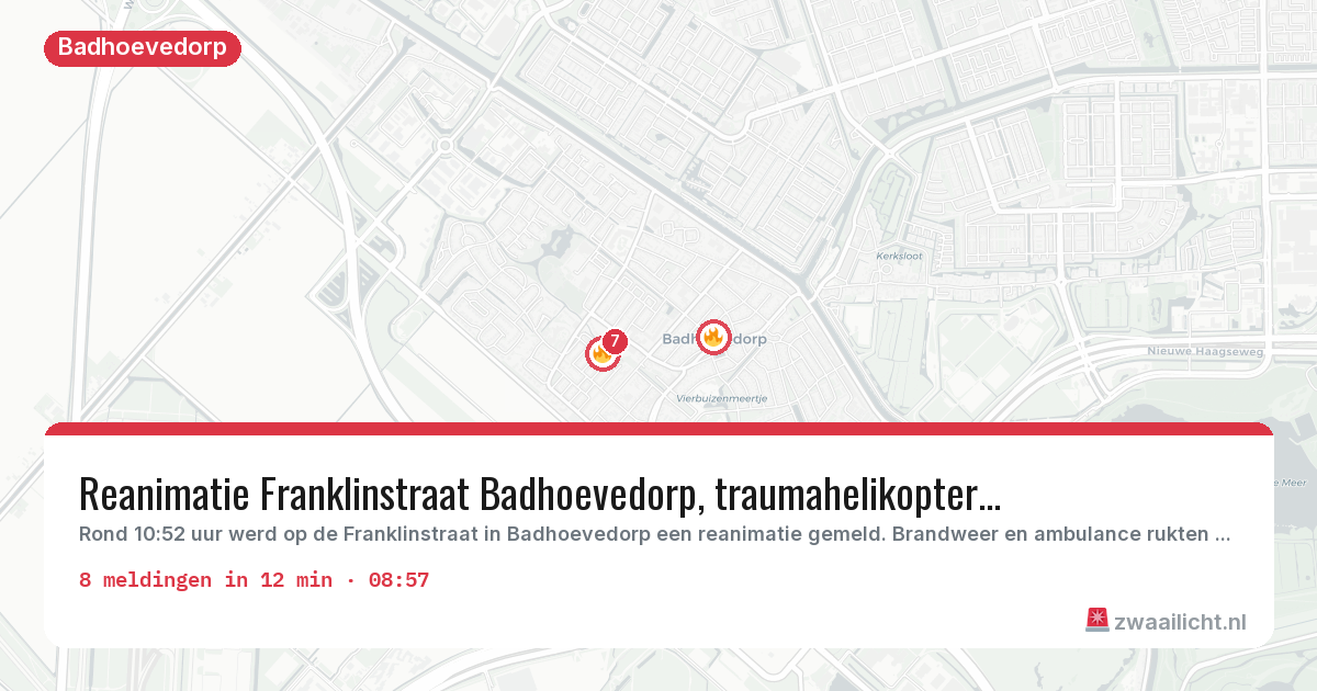 Kaart van de activiteitspiek bij Badhoevedorp