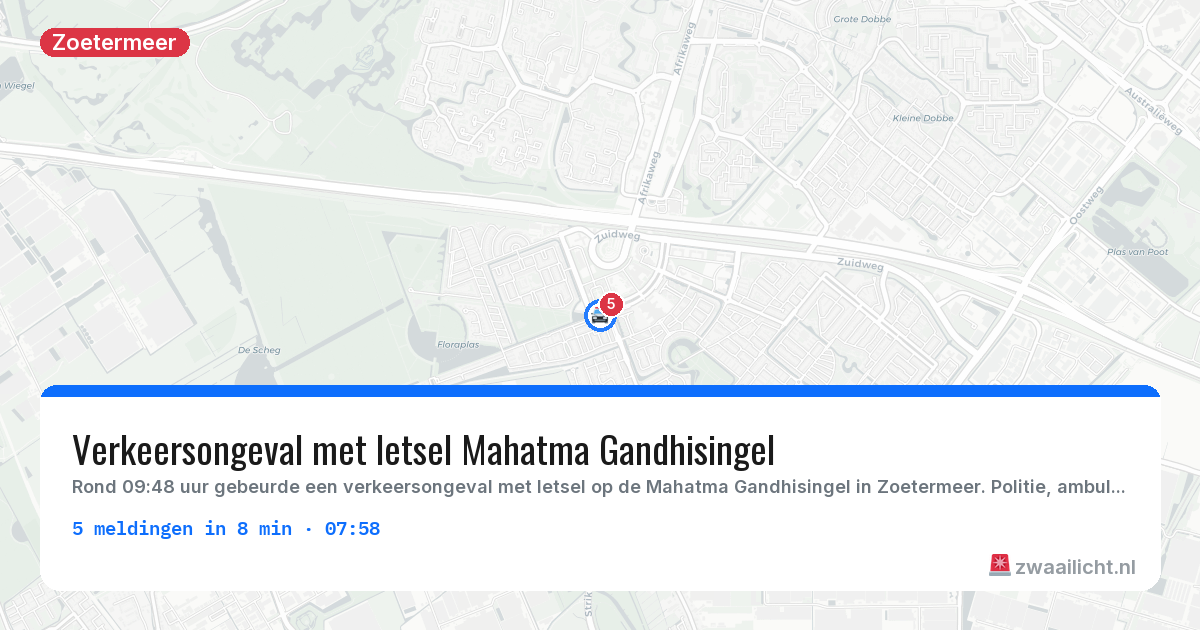 Kaart van de activiteitspiek bij Zoetermeer