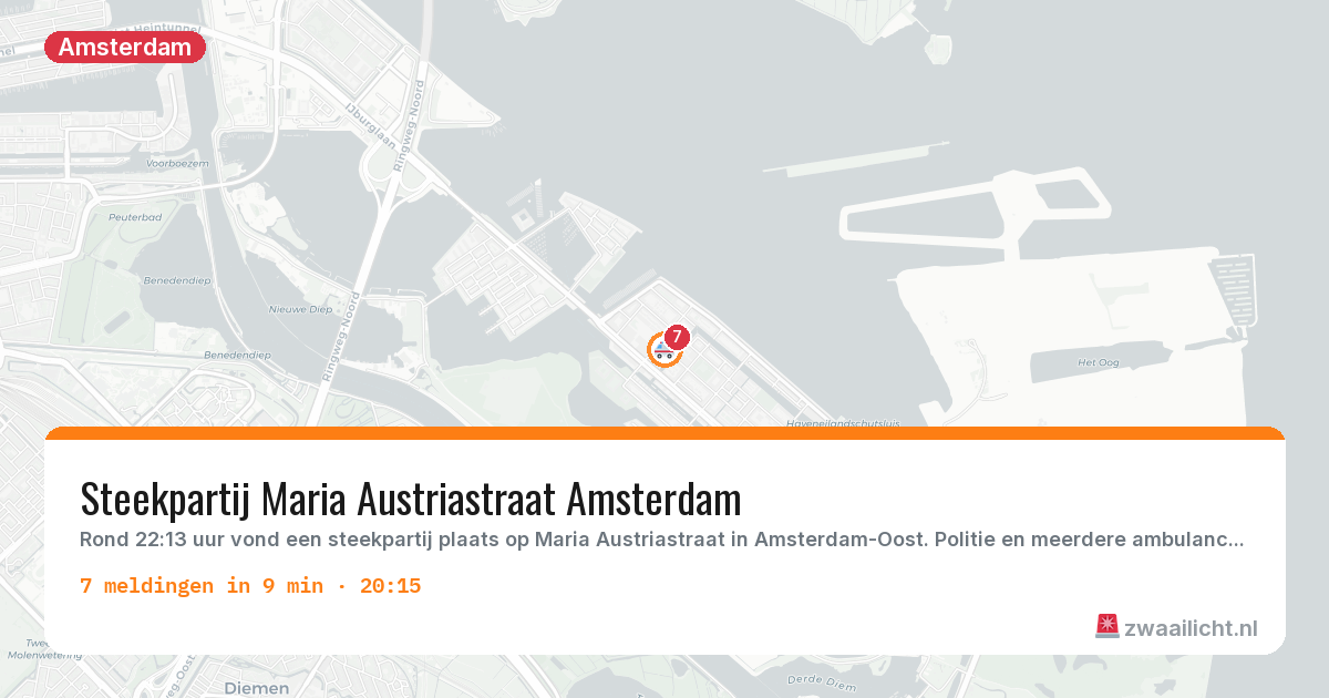 Kaart van de activiteitspiek bij Amsterdam