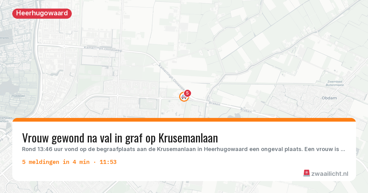 Kaart van de activiteitspiek bij Heerhugowaard