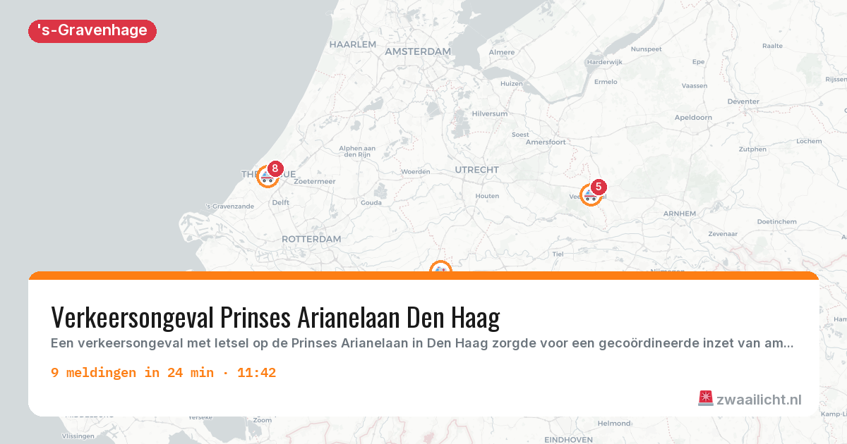 Kaart van de activiteitspiek bij 's-Gravenhage