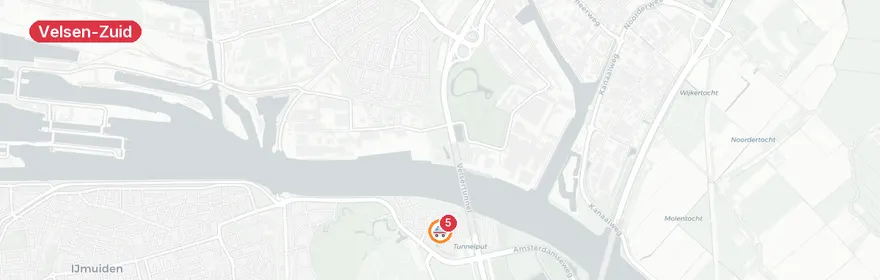 Kaart van Verkeersongeval A9 Wijkertunnel Velsen-Zuid, meerdere gew...