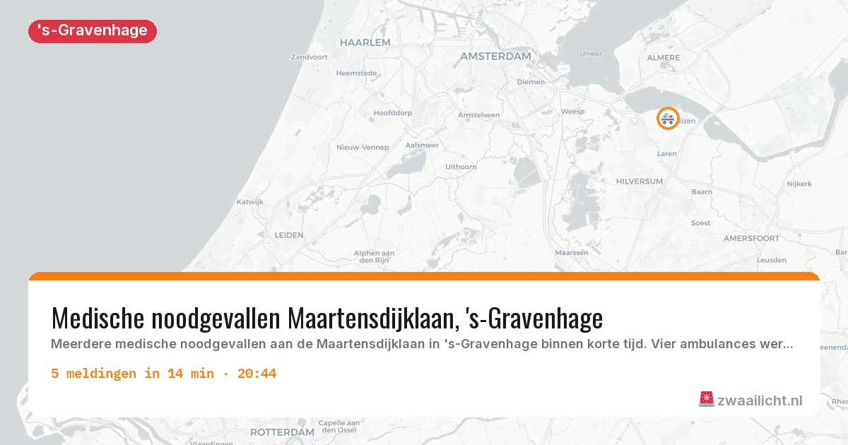 Kaart van de activiteitspiek bij 's-Gravenhage