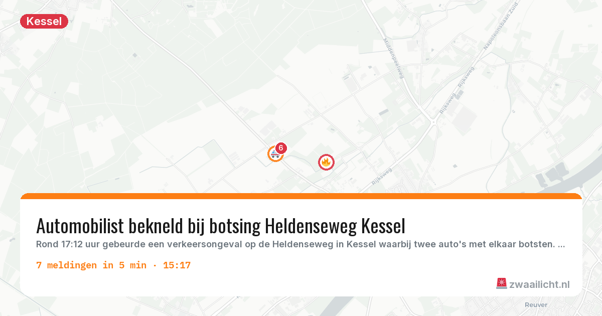 Kaart van de activiteitspiek bij Kessel