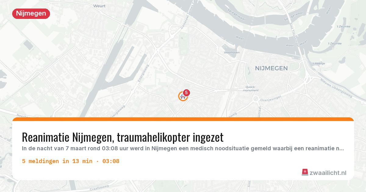 Kaart van de activiteitspiek bij Nijmegen