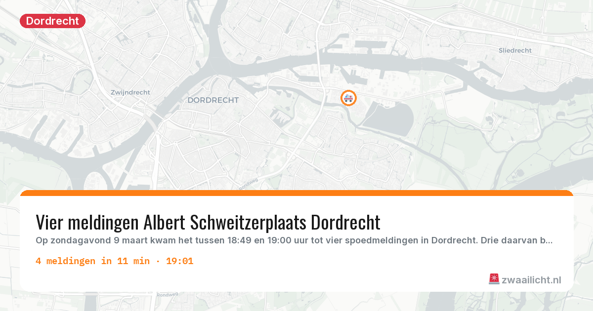 Kaart van de activiteitspiek bij Dordrecht