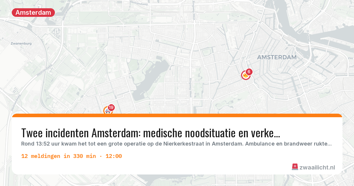 Kaart van de activiteitspiek bij Amsterdam