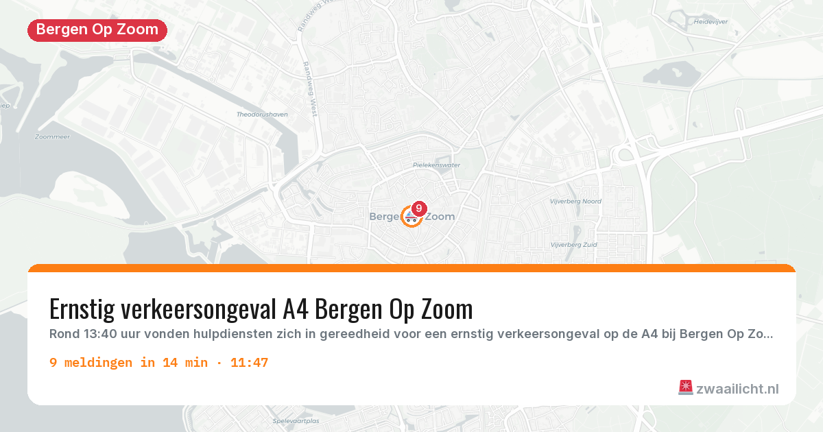 Kaart van de activiteitspiek bij Bergen Op Zoom