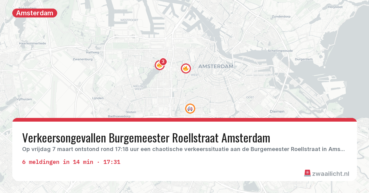 Kaart van de activiteitspiek bij Amsterdam