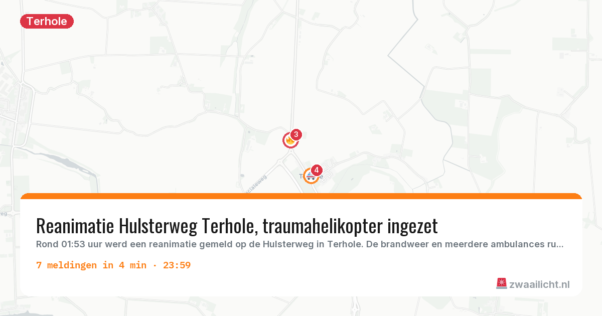 Kaart van de activiteitspiek bij Terhole