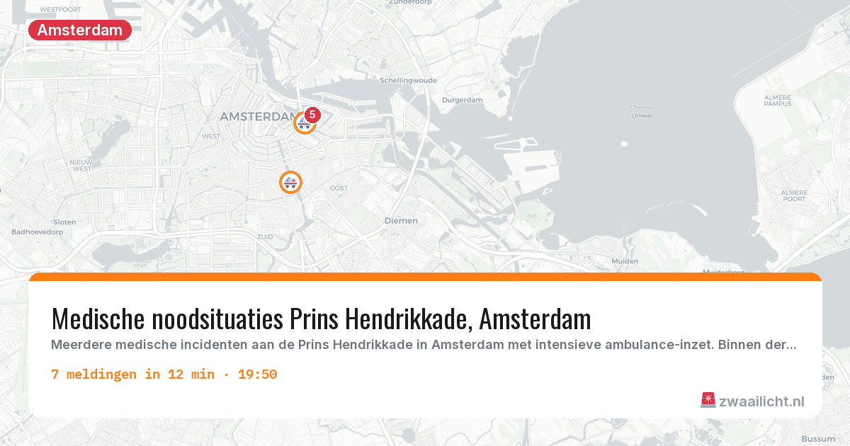 Kaart van de activiteitspiek bij Amsterdam