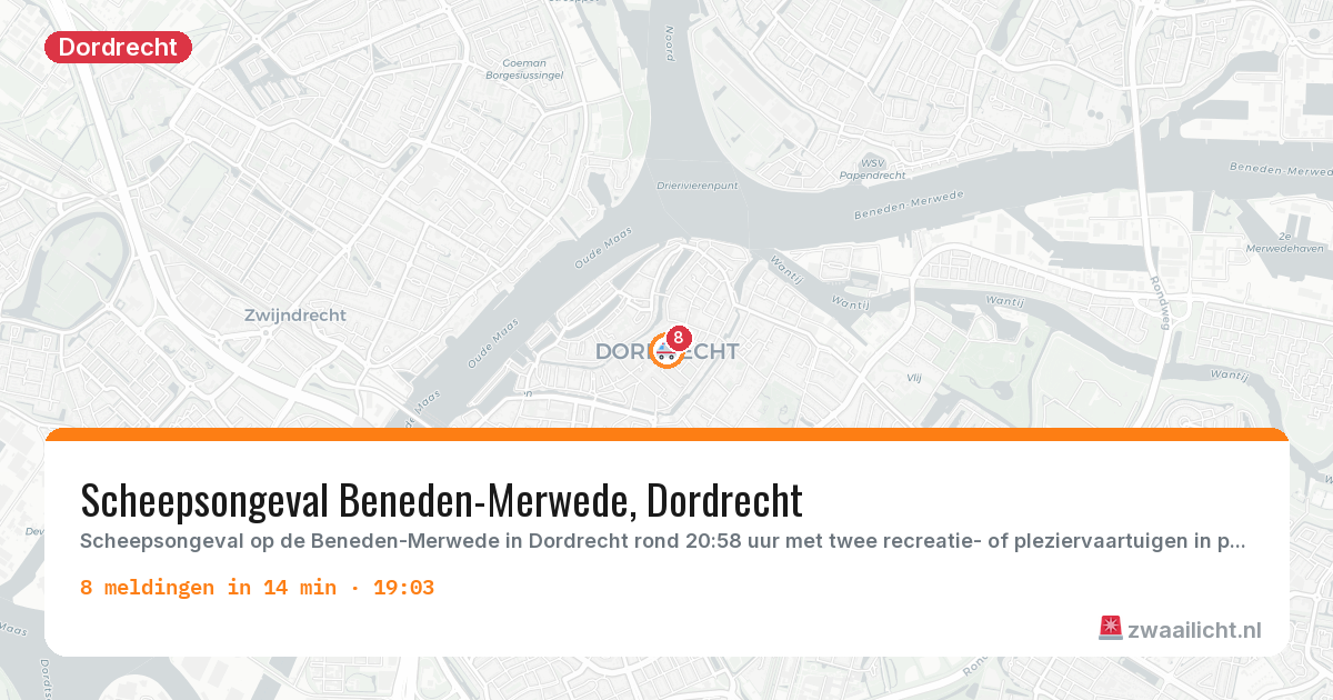 Kaart van de activiteitspiek bij Dordrecht