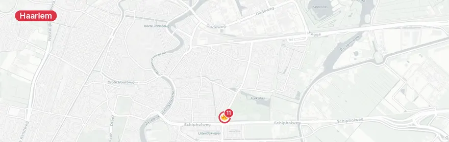 Kaart van Woningbrand Prins Bernhardlaan Haarlem, gewonde