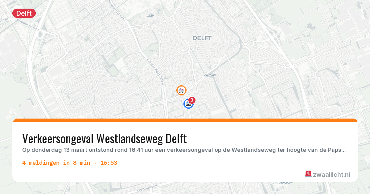 Kaart van de activiteitspiek bij Delft