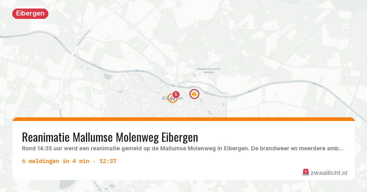 Kaart van de activiteitspiek bij Eibergen