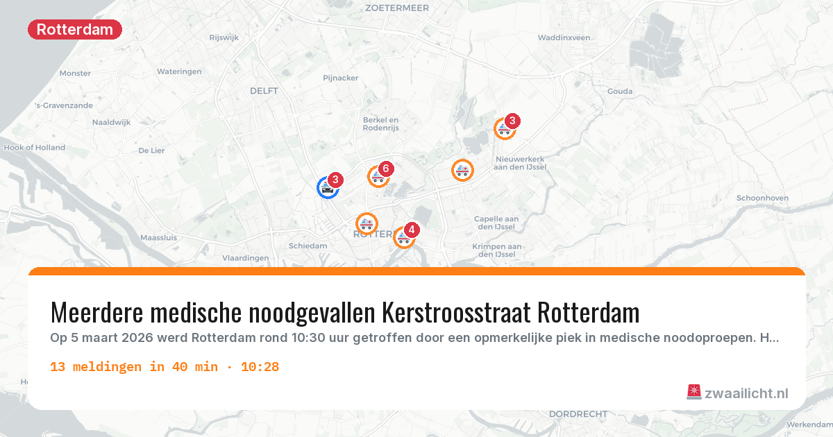 Kaart van de activiteitspiek bij Rotterdam