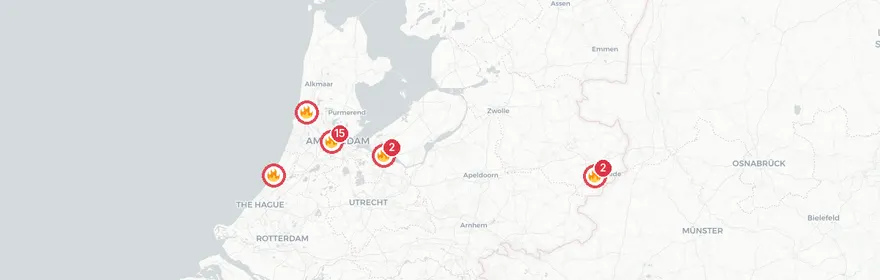 Kaart van Grote dakbrand Willem de Zwijgerlaan Amsterdam