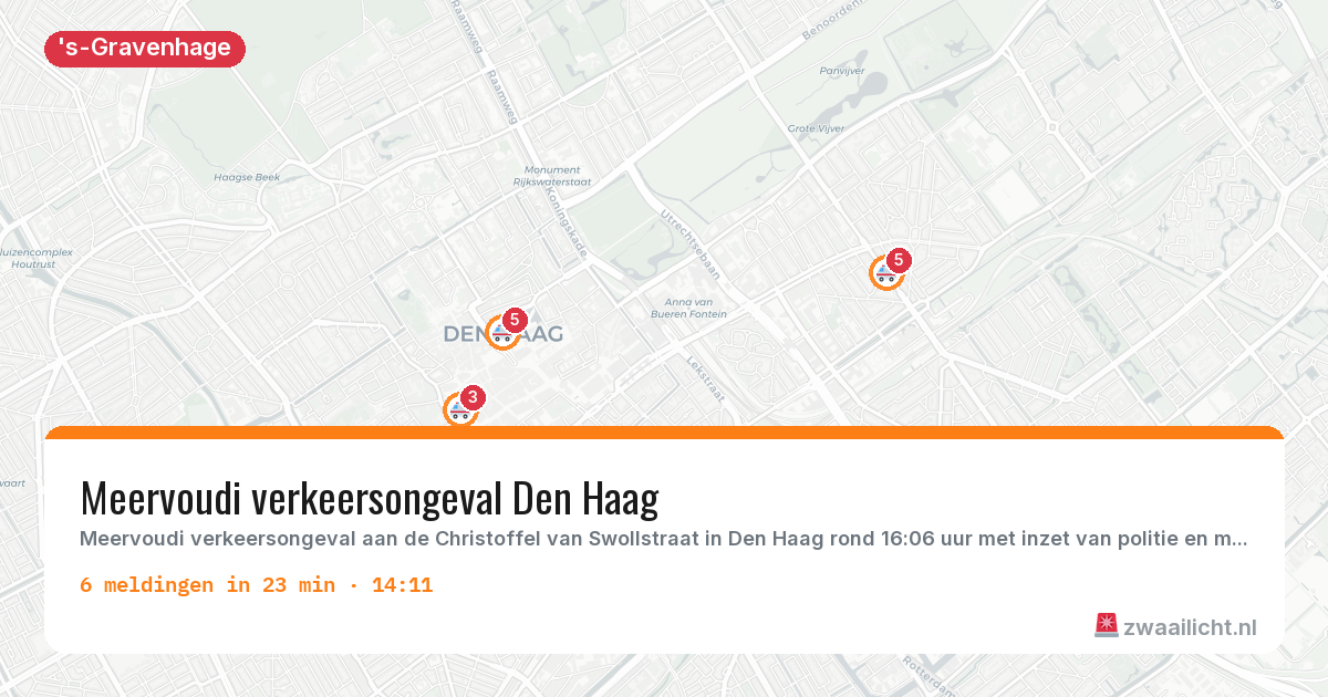 Kaart van de activiteitspiek bij 's-Gravenhage