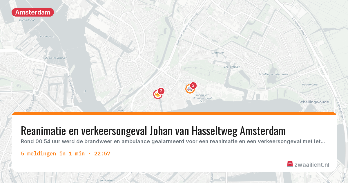Kaart van de activiteitspiek bij Amsterdam