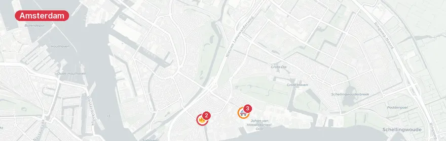 Kaart van Reanimatie en verkeersongeval Johan van Hasseltweg Amsterdam