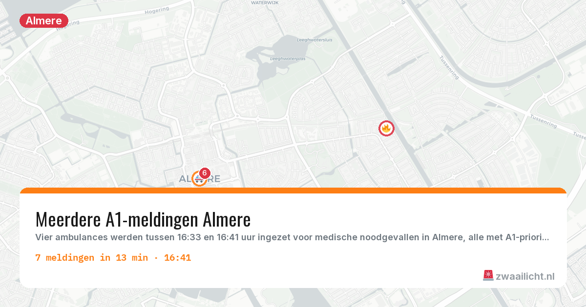 Kaart van de activiteitspiek bij Almere