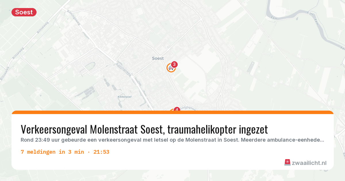 Kaart van de activiteitspiek bij Soest