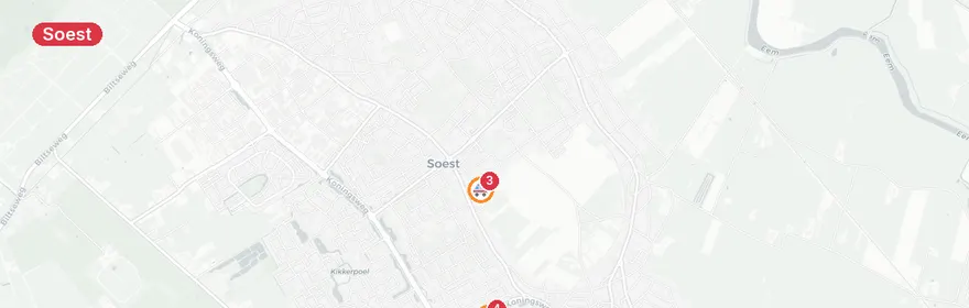 Kaart van Verkeersongeval Molenstraat Soest, traumahelikopter ingezet