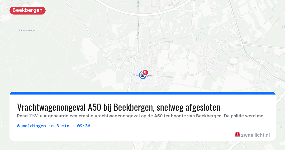 Kaart van de activiteitspiek bij Beekbergen
