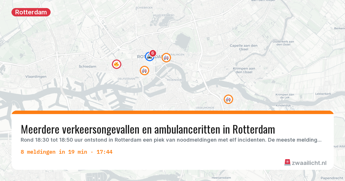 Kaart van de activiteitspiek bij Rotterdam