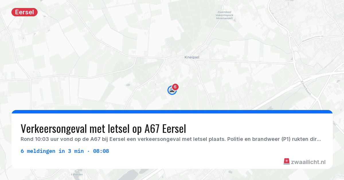 Kaart van de activiteitspiek bij Eersel