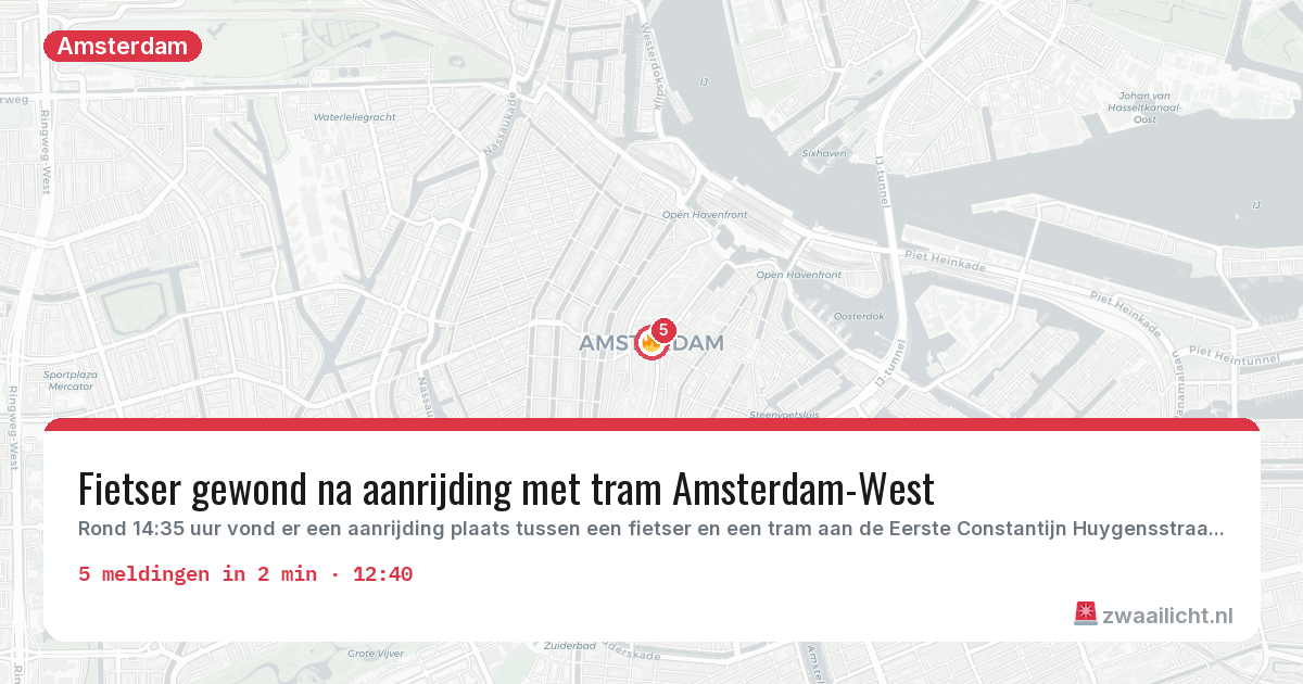Kaart van de activiteitspiek bij Amsterdam