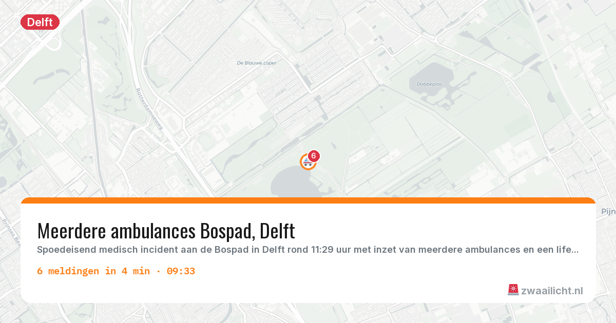 Kaart van de activiteitspiek bij Delft