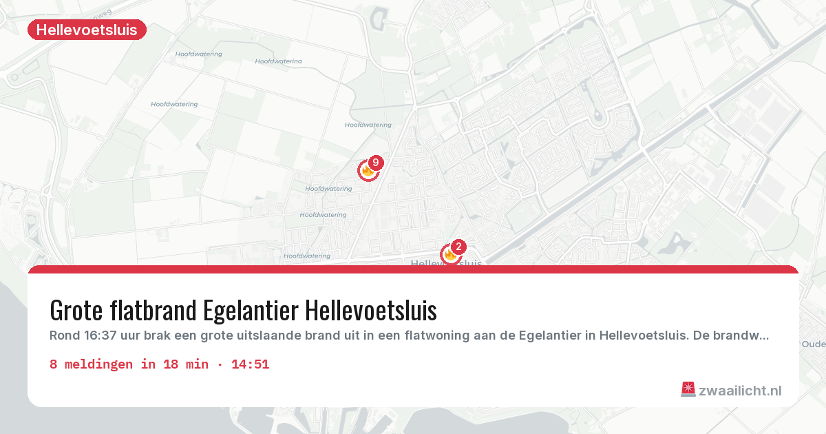 Kaart van de activiteitspiek bij Hellevoetsluis