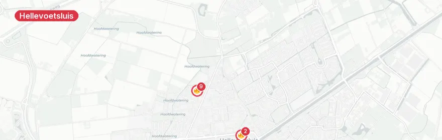 Kaart van Grote flatbrand Egelantier Hellevoetsluis